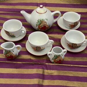 Neiman Marcus Vinatge Charming China Miniature Tea Set with Bunny Design